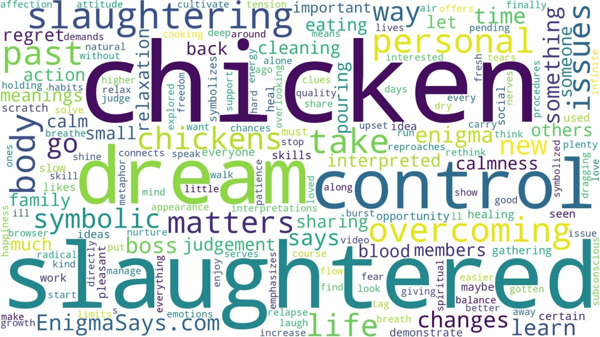 dream about slaughtered chicken and related dreams with their meanings in a word cloud