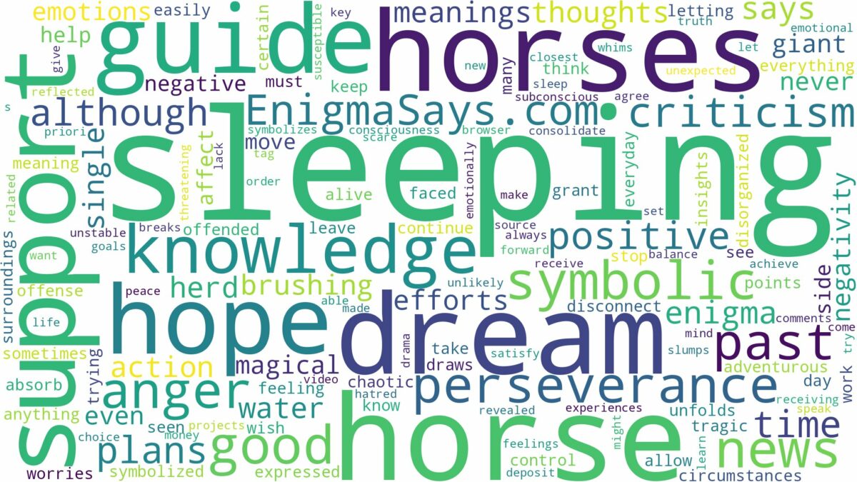 dream of sleeping horses and related dreams with their meanings in a word cloud