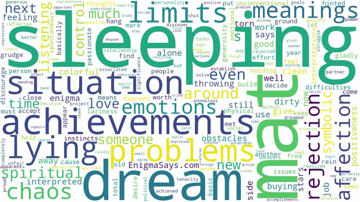 dream of sleeping mat and related dreams with their meanings in a word cloud