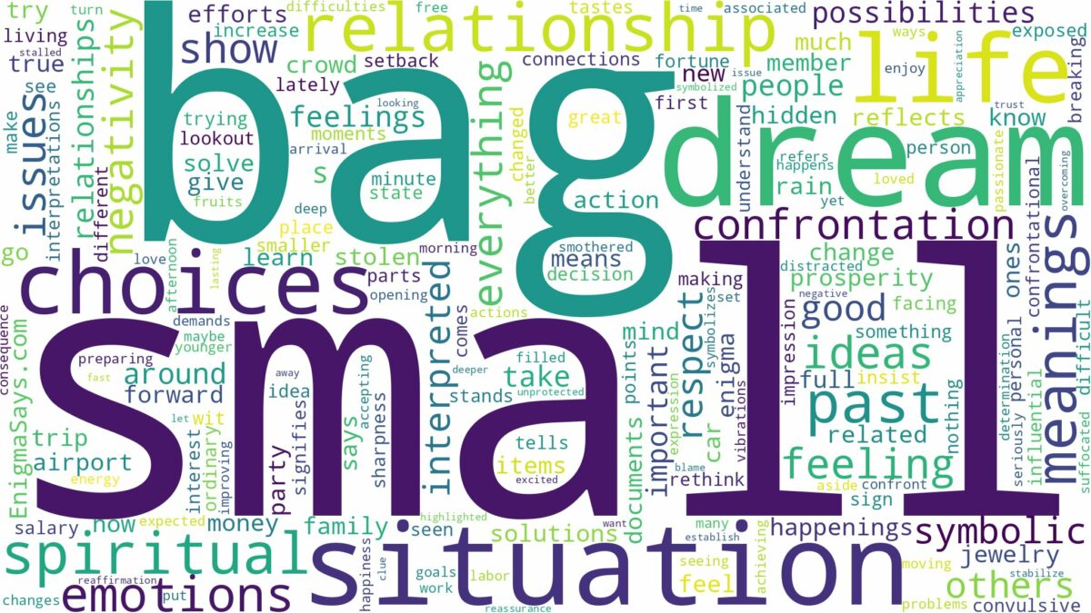 dream about small bag and related dreams with their meanings in a word cloud