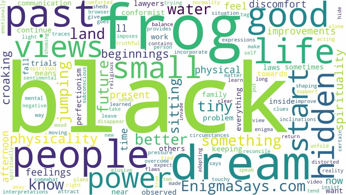 dream about small black frog and related dreams with their meanings in a word cloud