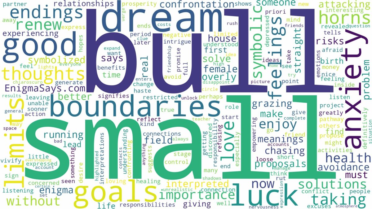 dream about small bull and related dreams with their meanings in a word cloud