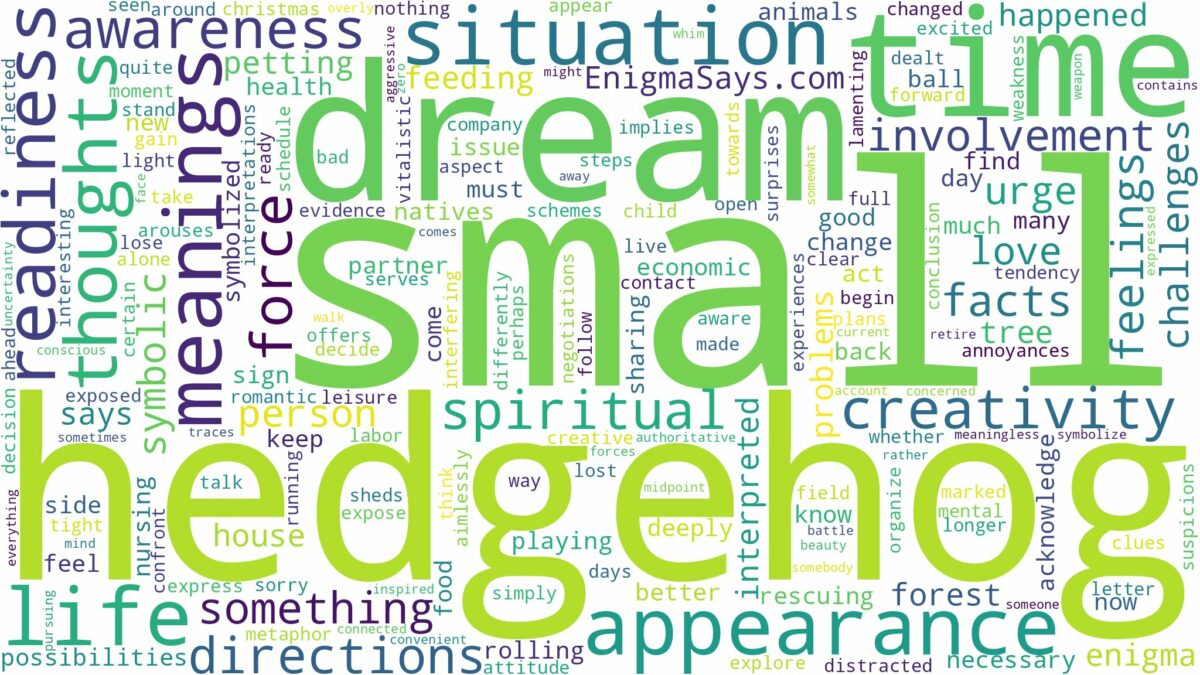 dream about small hedgehog and related dreams with their meanings in a word cloud