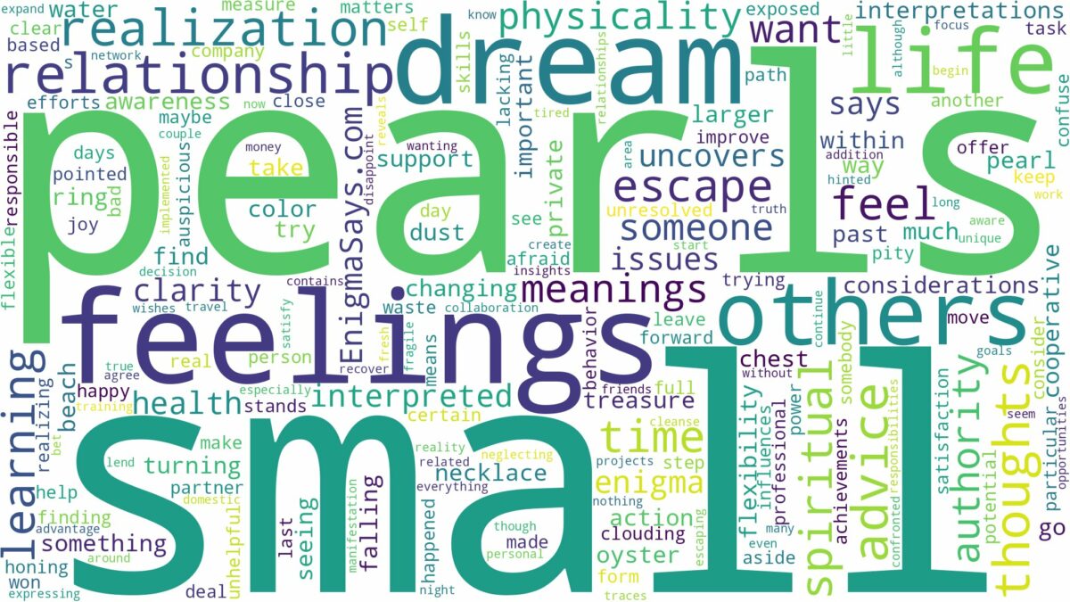 dream about small pearls and related dreams with their meanings in a word cloud