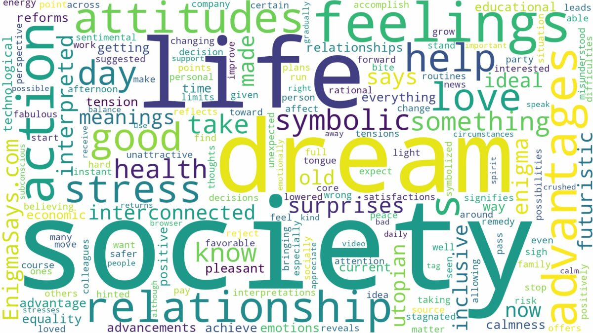 dream about society and related dreams with their meanings in a word cloud