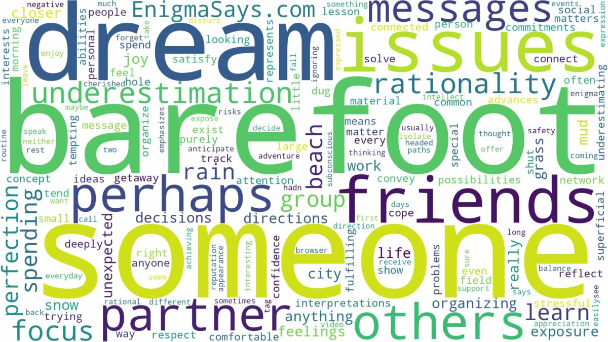 dream about someone barefoot and related dreams with their meanings in a word cloud