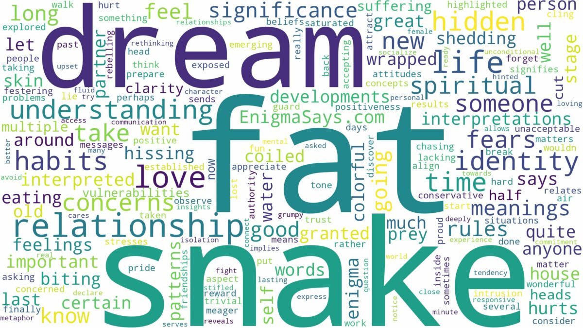 dream about fat snake and related dreams with their meanings in a word cloud