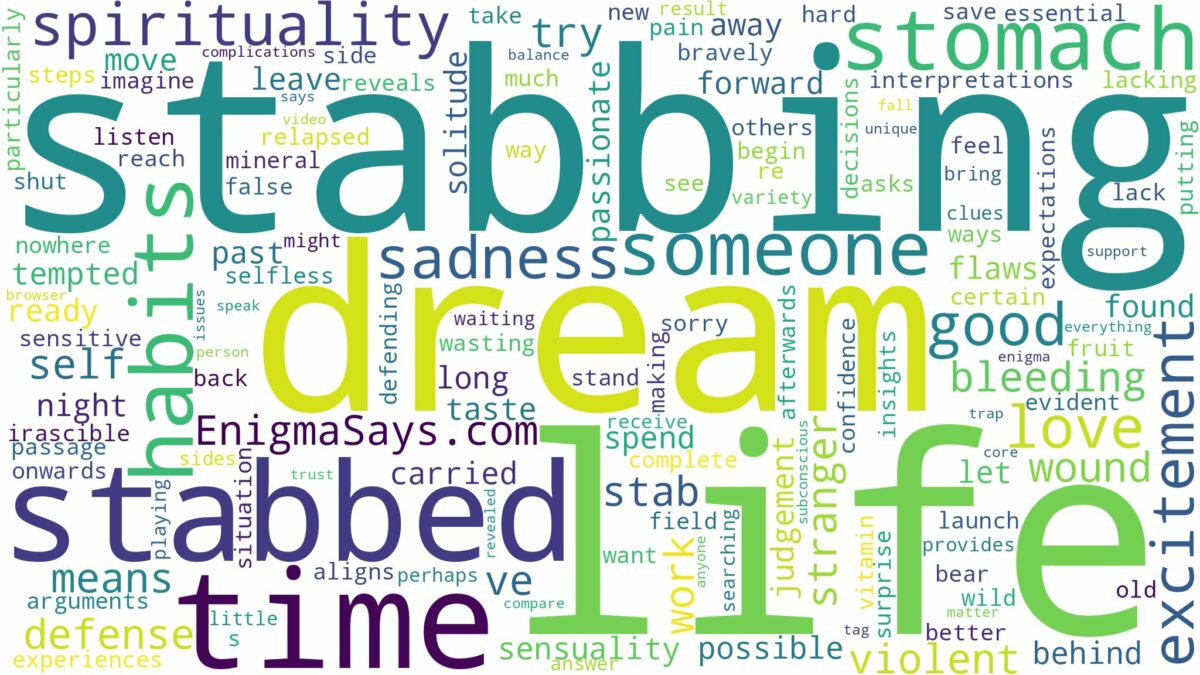 dreaming about someone being stabbed in the stomach and related dreams with their meanings in a word cloud