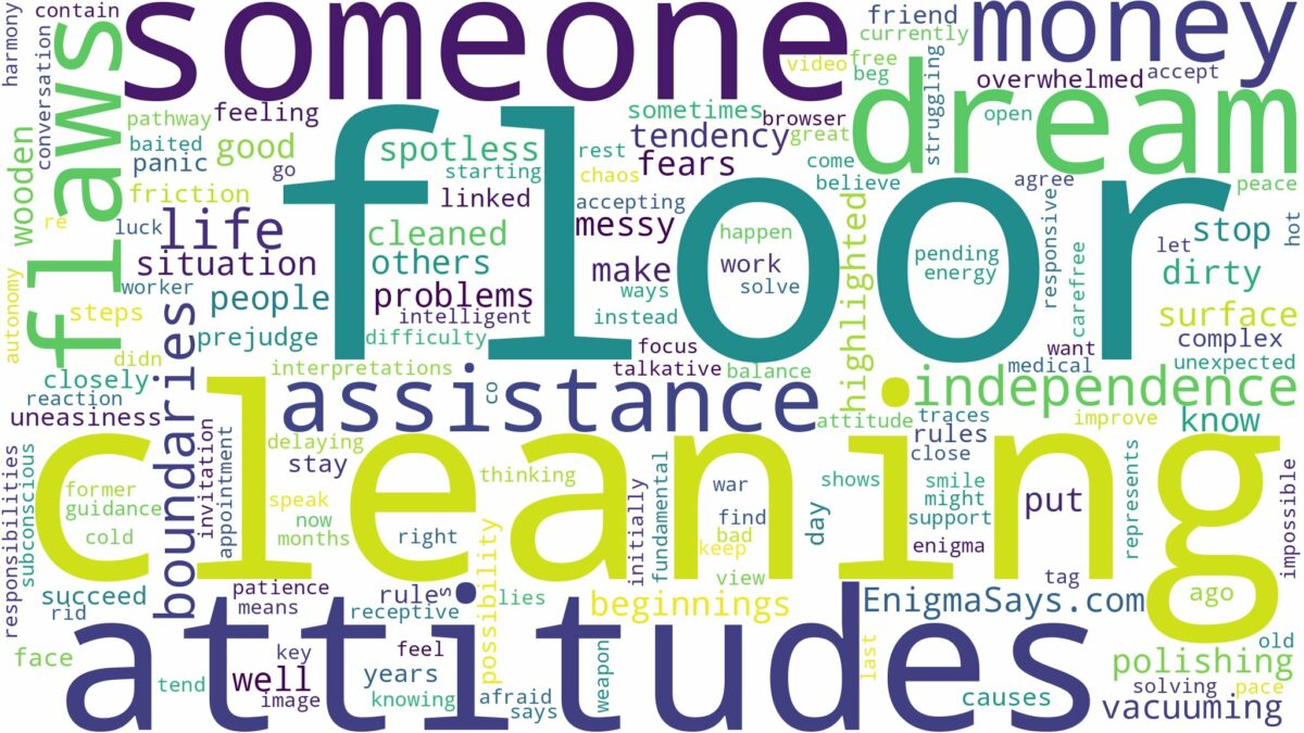 dreaming about someone cleaning the floor and related dreams with their meanings in a word cloud