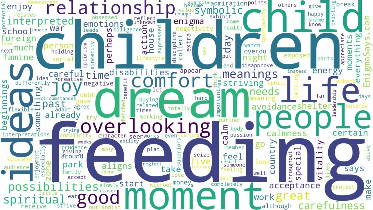 dream of feeding a child and related dreams with their meanings in a word cloud