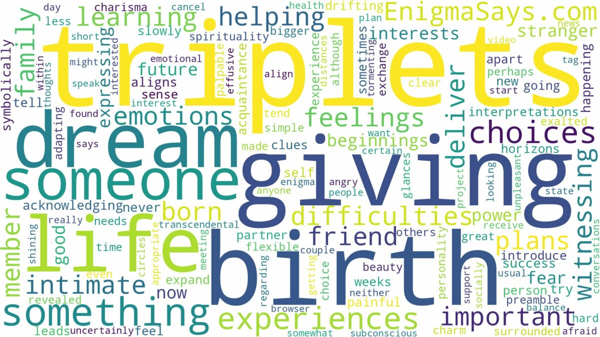 dreaming about someone giving birth to triplets and related dreams with their meanings in a word cloud