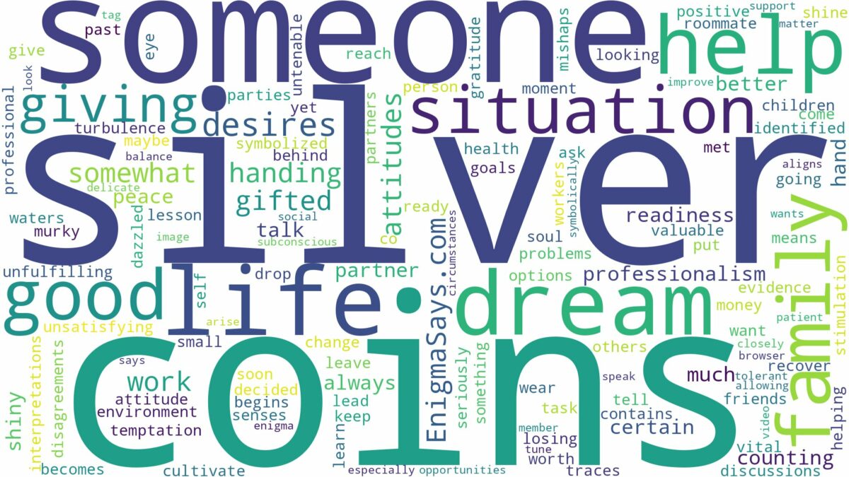 dreaming about someone giving silver coins and related dreams with their meanings in a word cloud