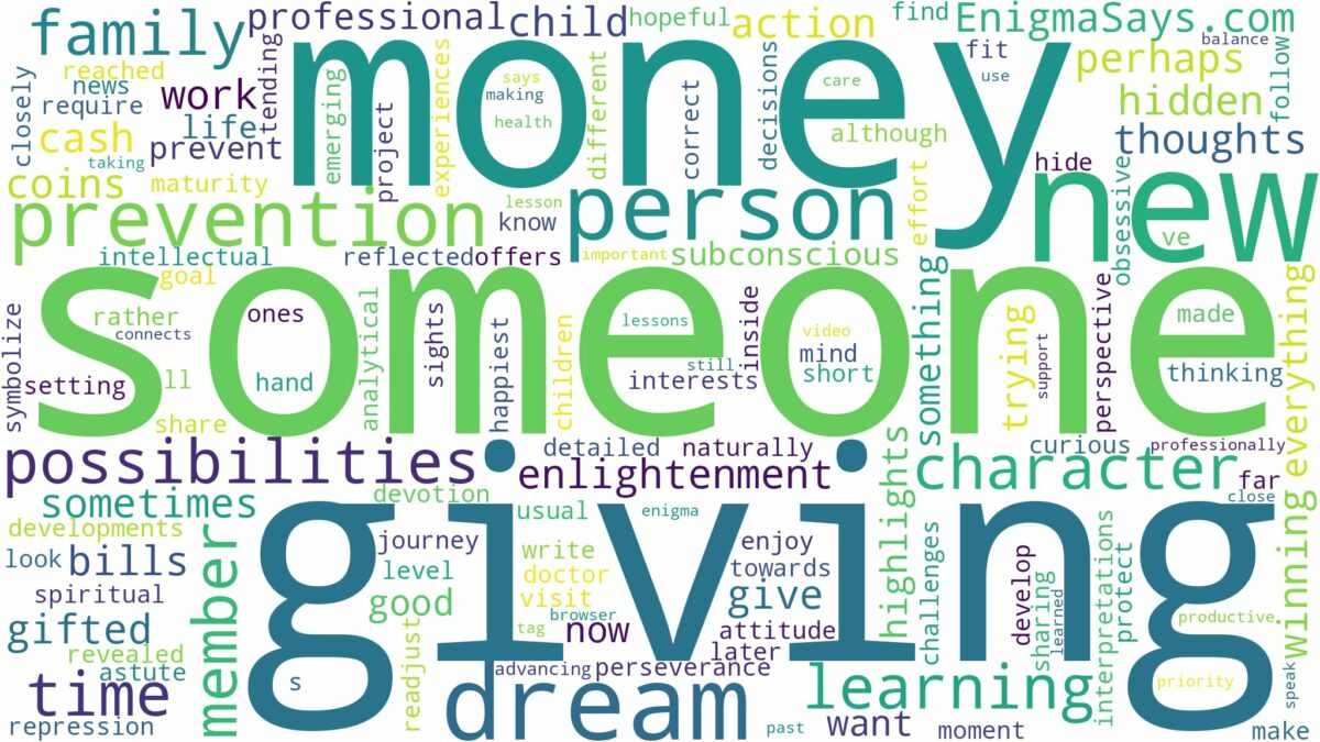 dreaming about someone giving someone money and related dreams with their meanings in a word cloud