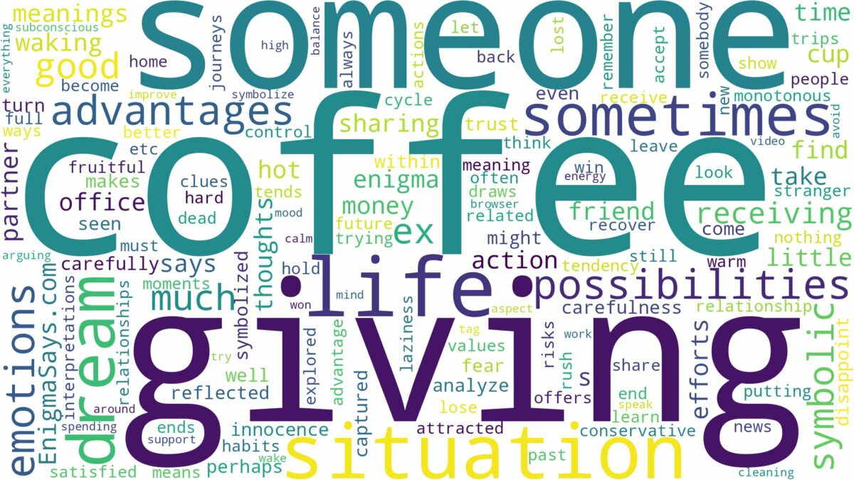 dreaming about someone giving you coffee and related dreams with their meanings in a word cloud