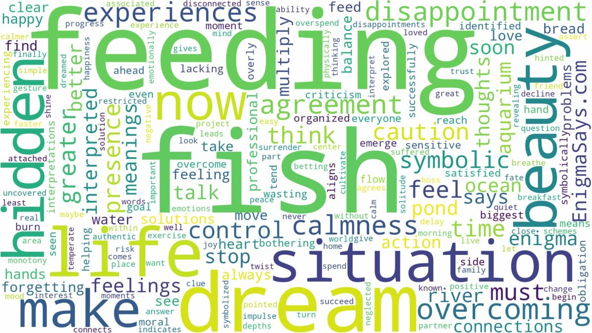 dream of feeding fish and related dreams with their meanings in a word cloud