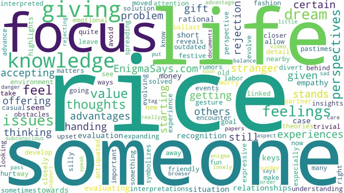 dreaming about someone giving you rice and related dreams with their meanings in a word cloud