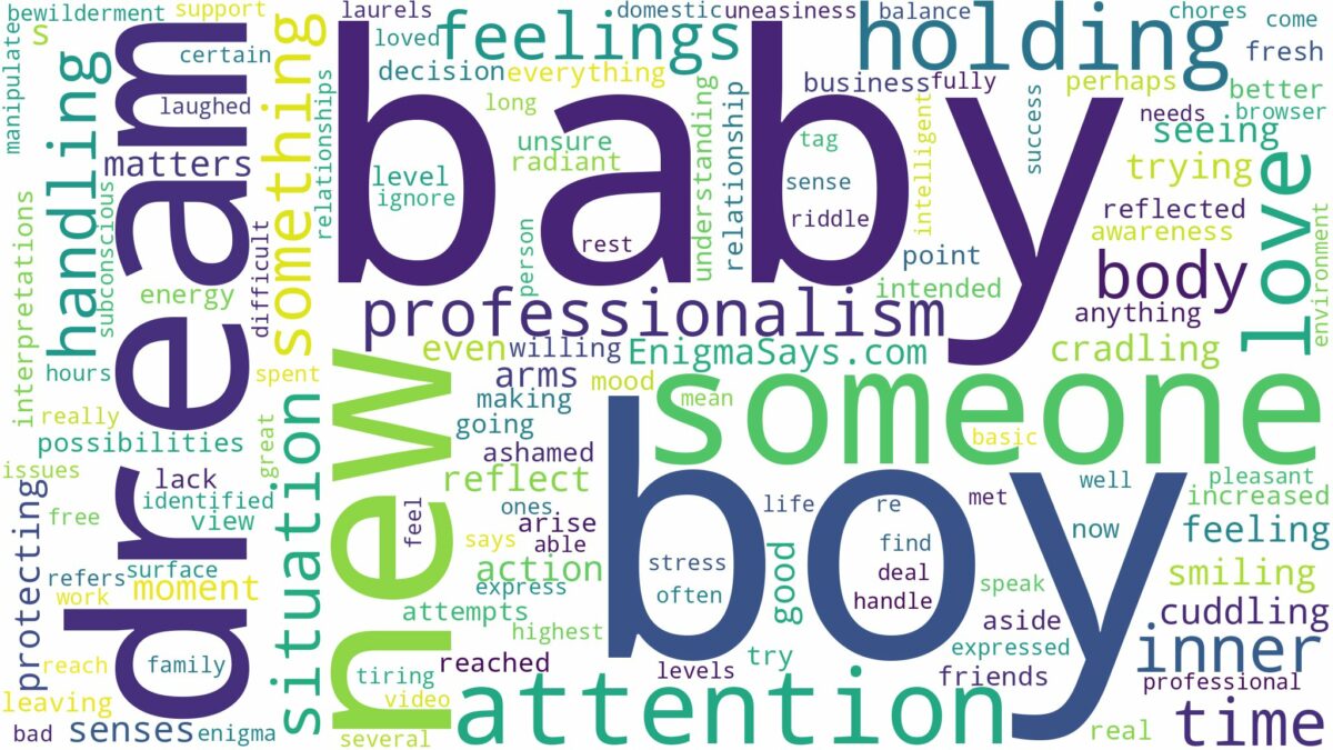 dreaming about someone holding a baby boy and related dreams with their meanings in a word cloud