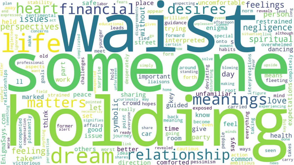 dreaming about someone holding your waist and related dreams with their meanings in a word cloud