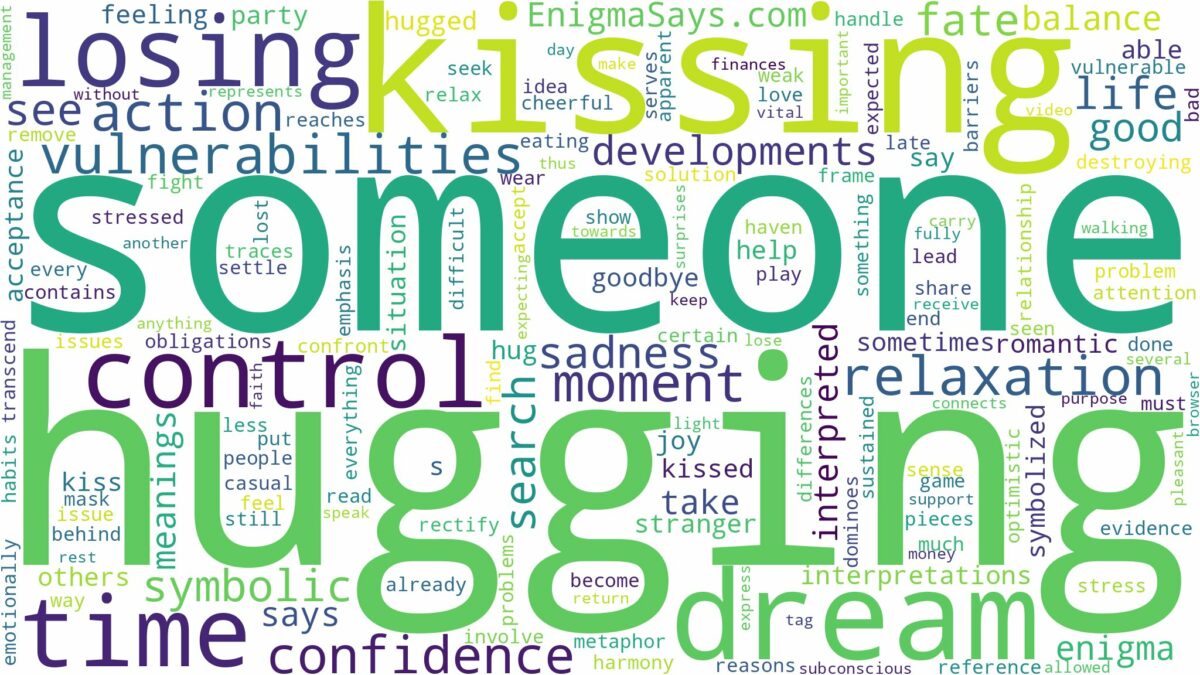 dreaming about someone hugging and kissing you and related dreams with their meanings in a word cloud