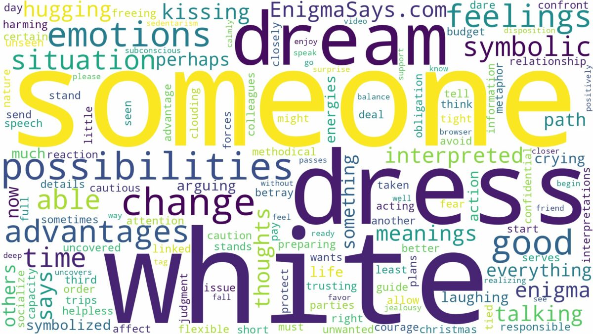 dream about someone in white dress and related dreams with their meanings in a word cloud