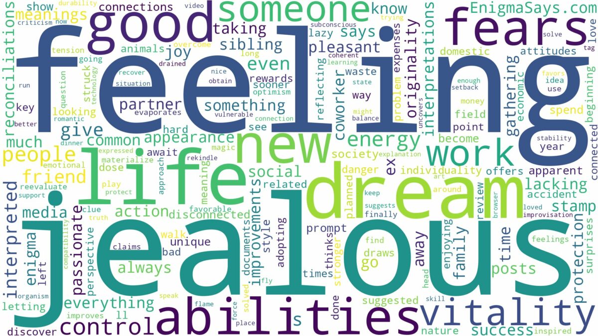 dream of feeling jealous and related dreams with their meanings in a word cloud