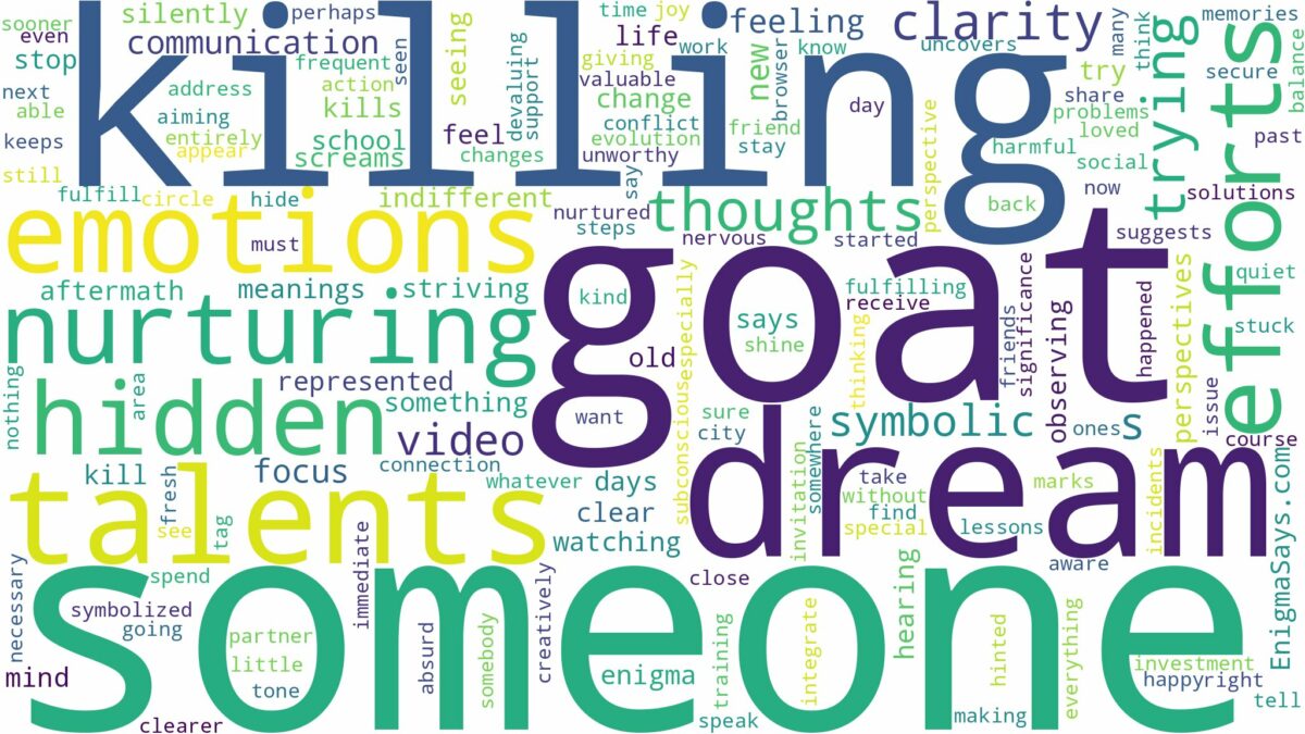 dreaming about someone killing a goat and related dreams with their meanings in a word cloud