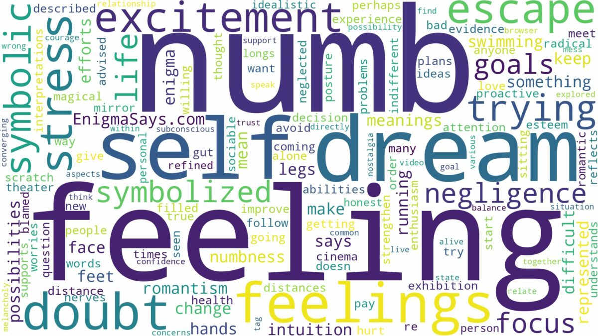 dream of feeling numb and related dreams with their meanings in a word cloud