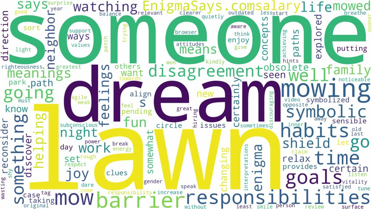 dreaming about someone mowing the lawn and related dreams with their meanings in a word cloud