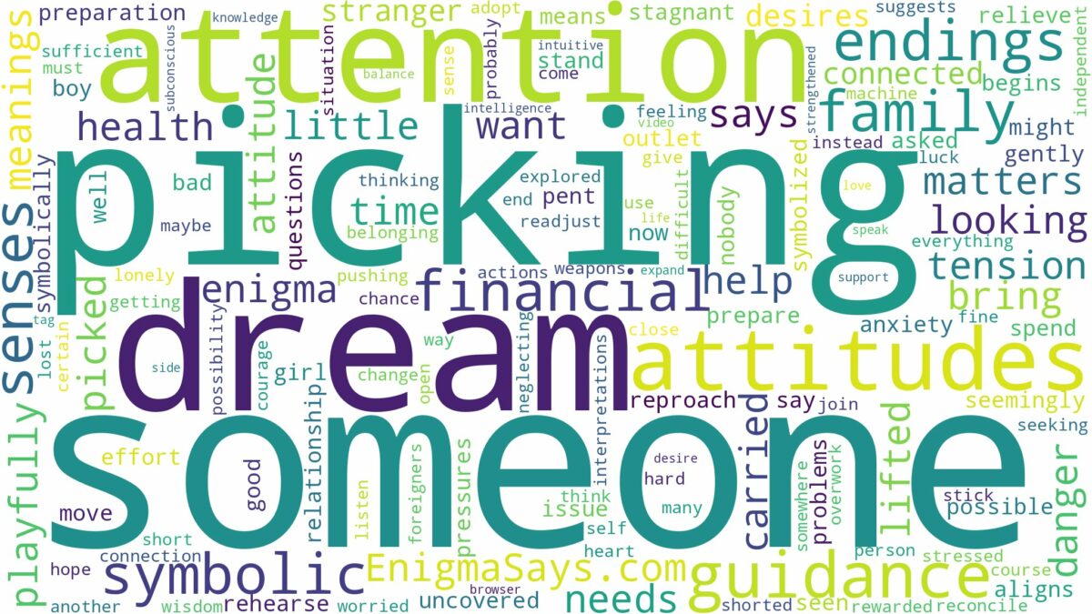 dreaming of someone picking you up and related dreams with their meanings in a word cloud