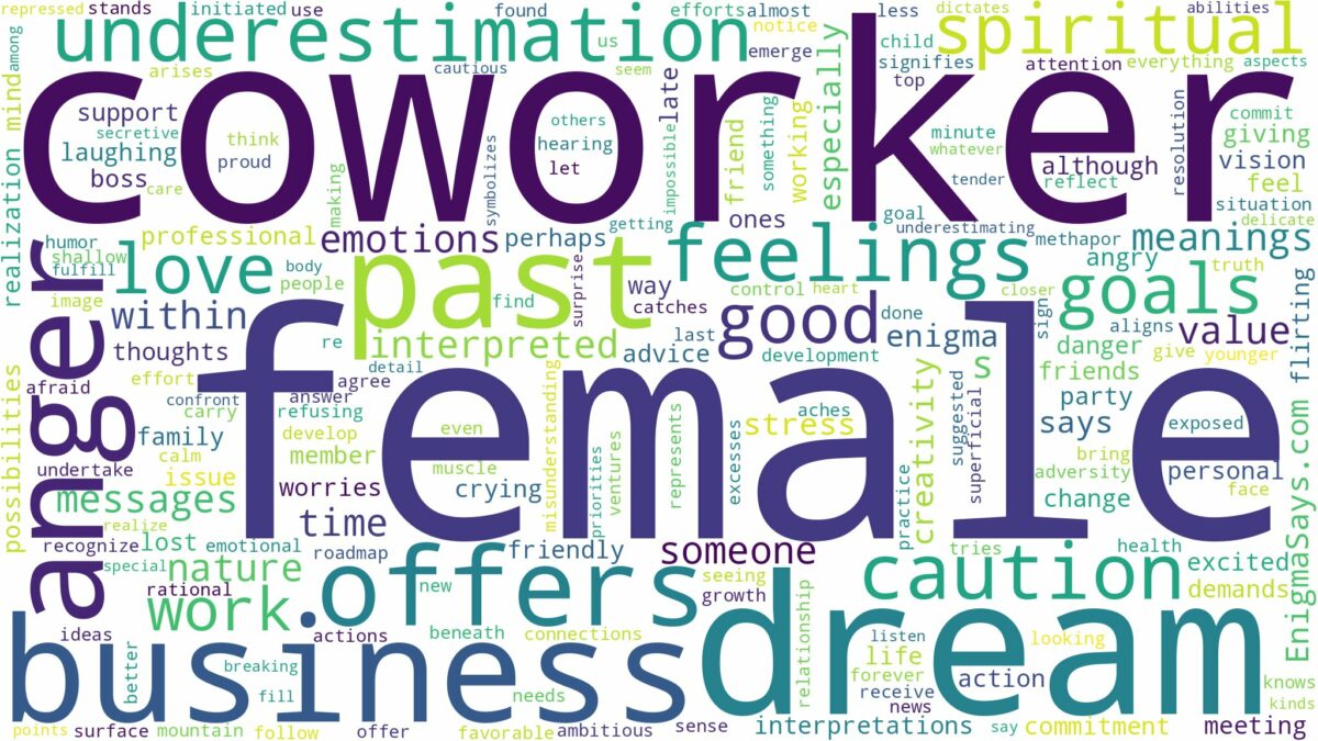 dream about female coworker and related dreams with their meanings in a word cloud