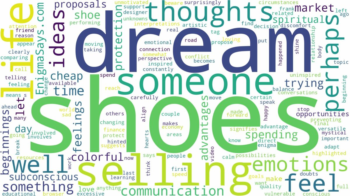 dreaming about someone selling shoes and related dreams with their meanings in a word cloud