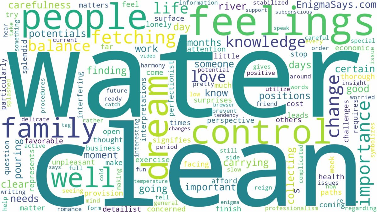 dreaming of fetching clean water and related dreams with their meanings in a word cloud