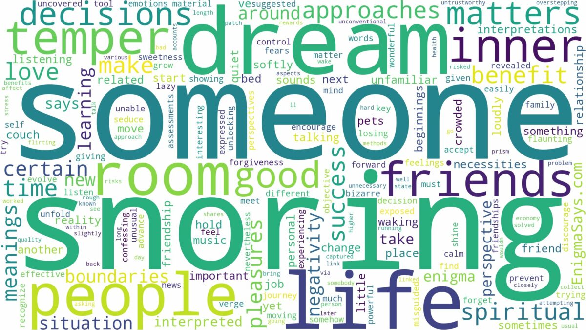 dreaming of someone snoring and related dreams with their meanings in a word cloud