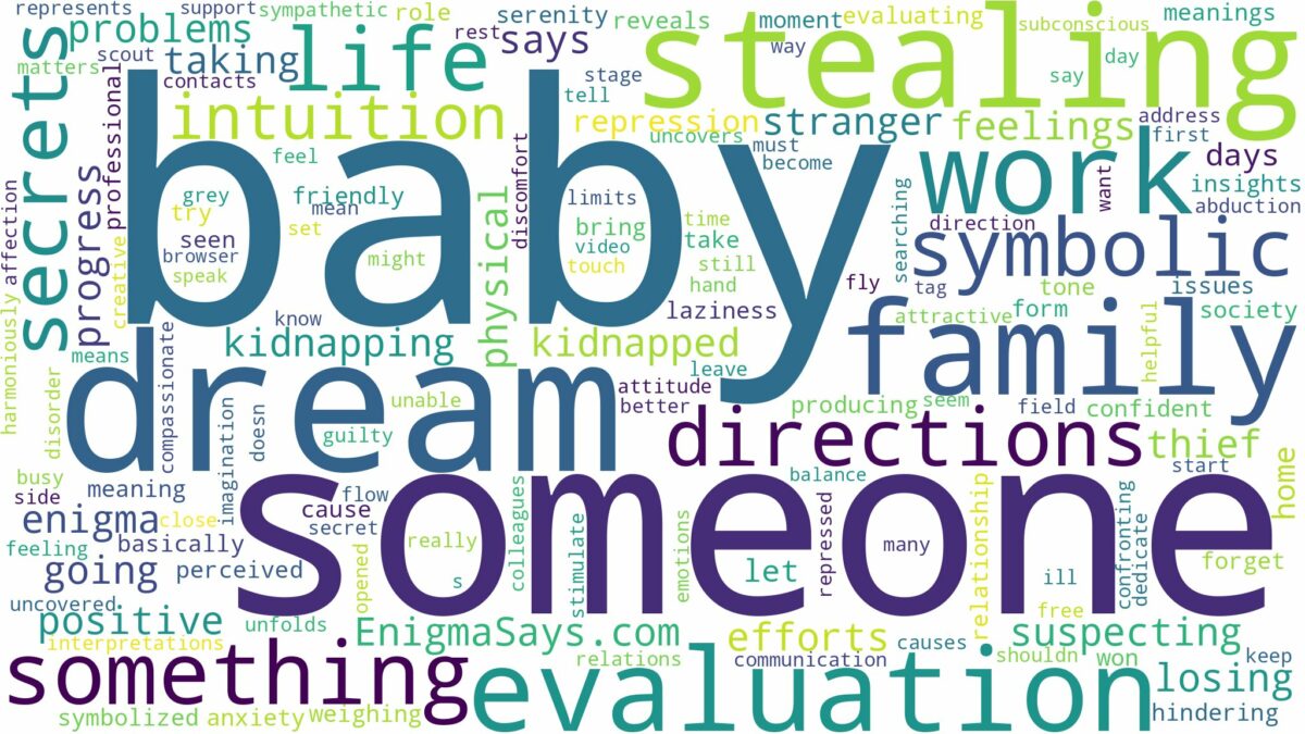 dreaming about someone stealing a baby and related dreams with their meanings in a word cloud