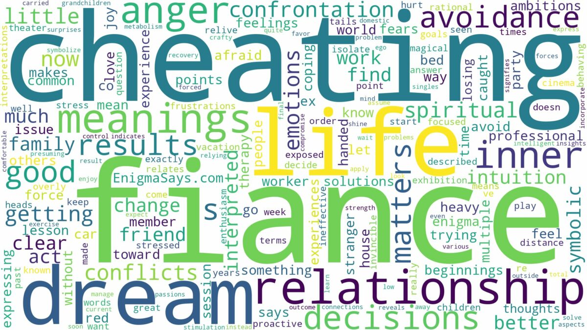 dreaming of fiance cheating and related dreams with their meanings in a word cloud