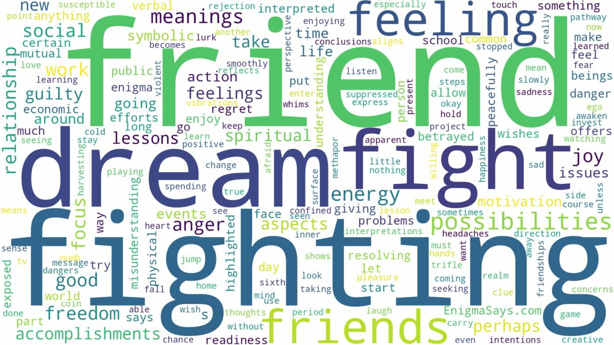 dream about fight with friend and related dreams with their meanings in a word cloud