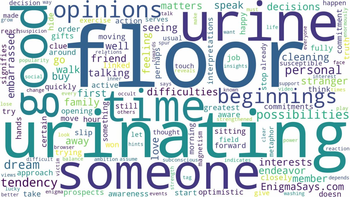 dreaming about someone urinating on the floor and related dreams with their meanings in a word cloud