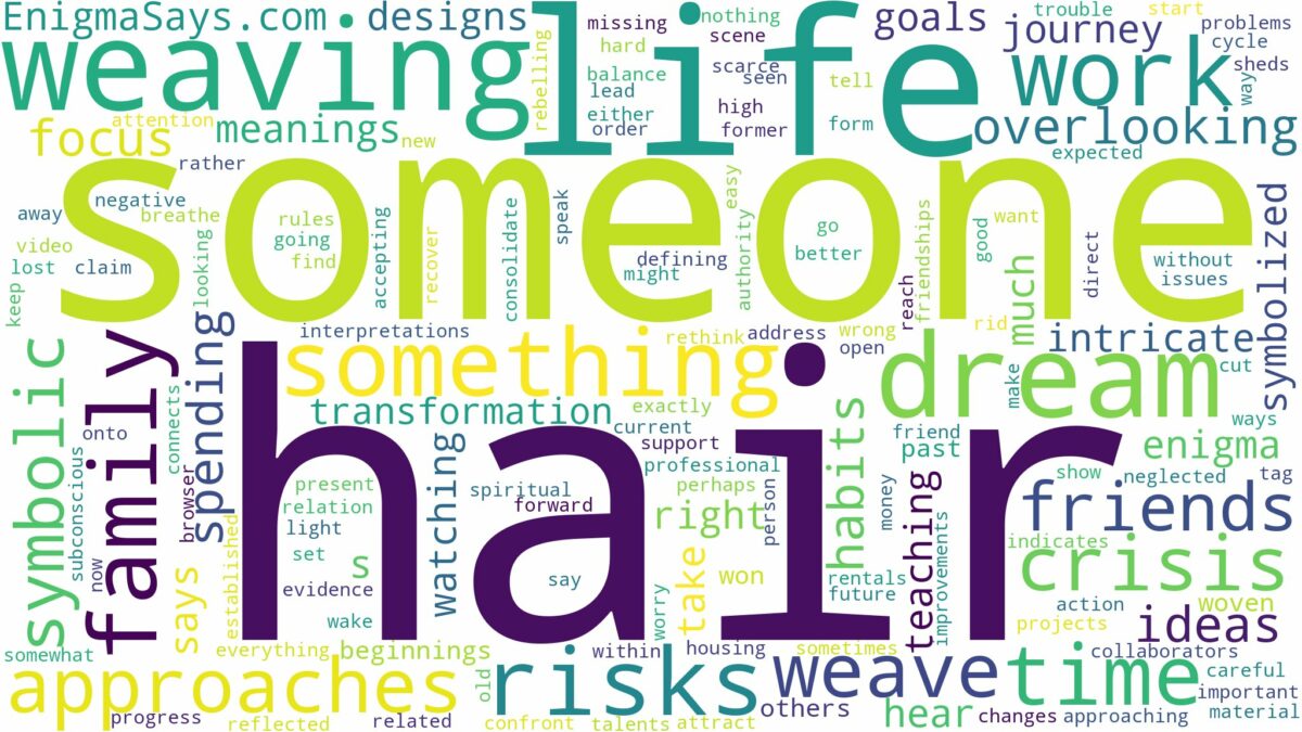 dreaming about someone weaving your hair and related dreams with their meanings in a word cloud