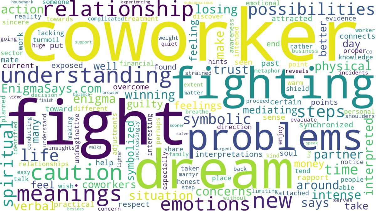 dream of fighting a coworker and related dreams with their meanings in a word cloud