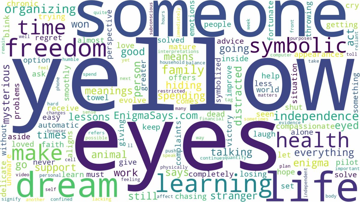 dream about someone with yellow eyes and related dreams with their meanings in a word cloud