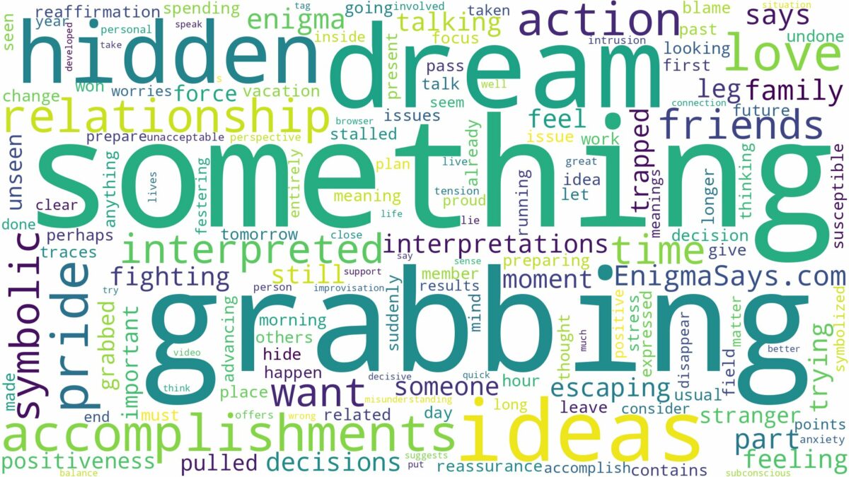 dream of something grabbing you and related dreams with their meanings in a word cloud