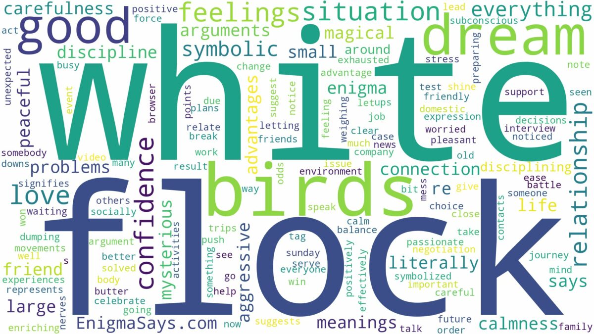 dream about a flock of white birds and related dreams with their meanings in a word cloud