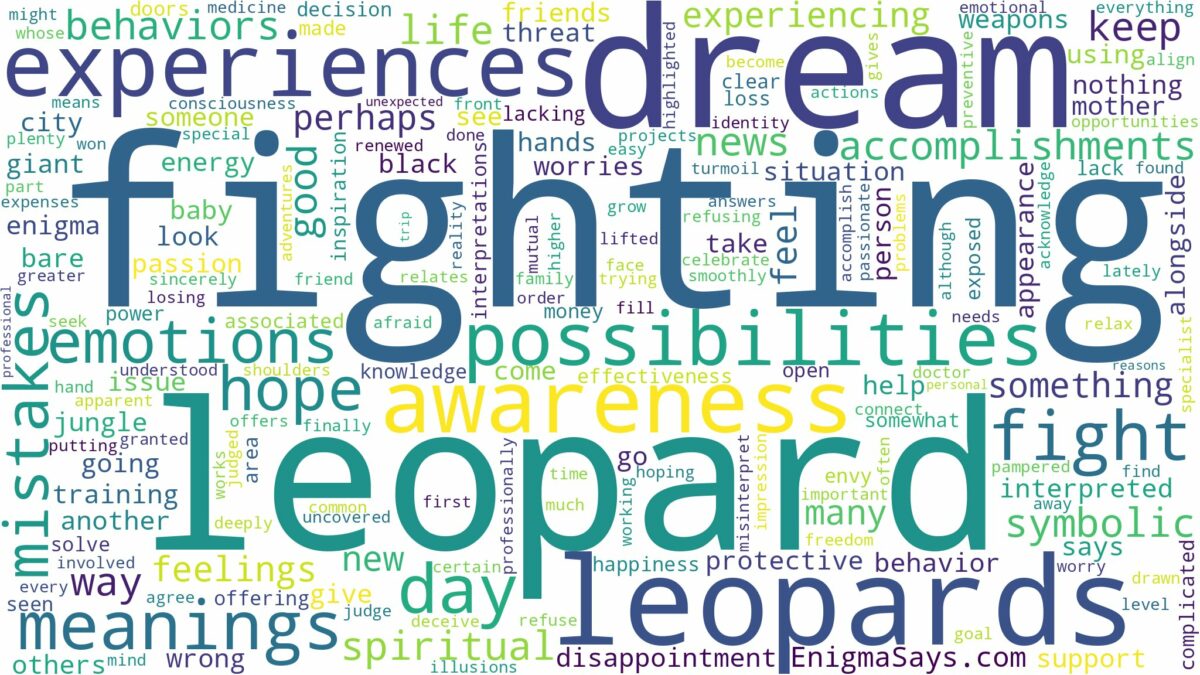 dream of fighting a leopard and related dreams with their meanings in a word cloud