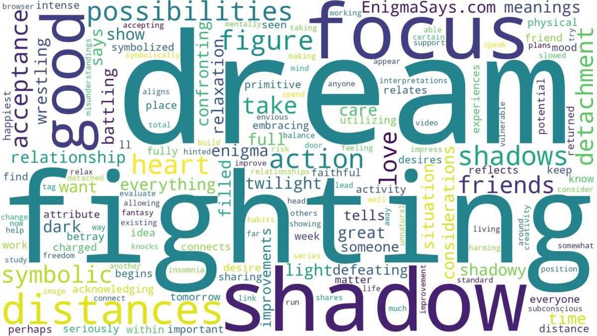 dream of fighting a shadow and related dreams with their meanings in a word cloud