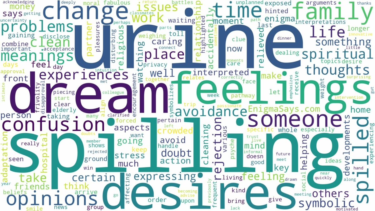 dream of spilling urine and related dreams with their meanings in a word cloud