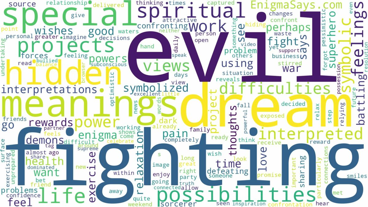 dream of fighting evil and related dreams with their meanings in a word cloud