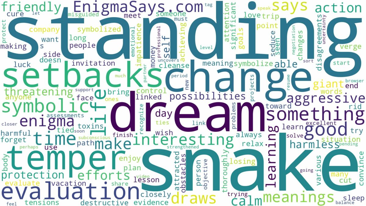 dream of standing snake and related dreams with their meanings in a word cloud