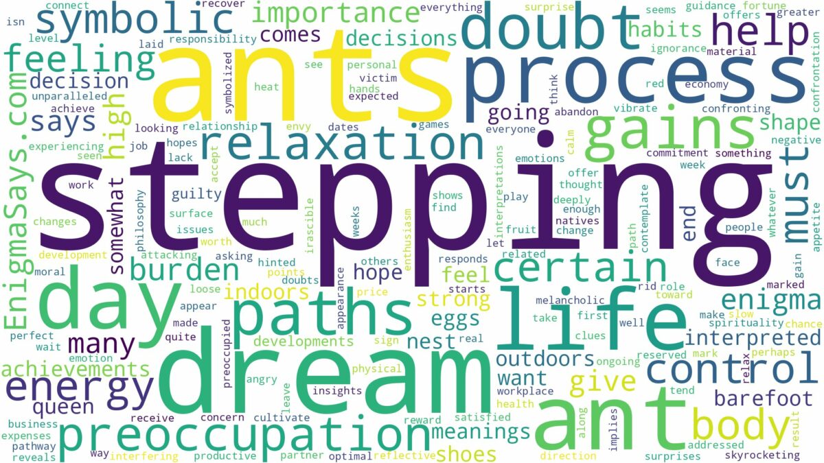 dream of stepping on ants and related dreams with their meanings in a word cloud