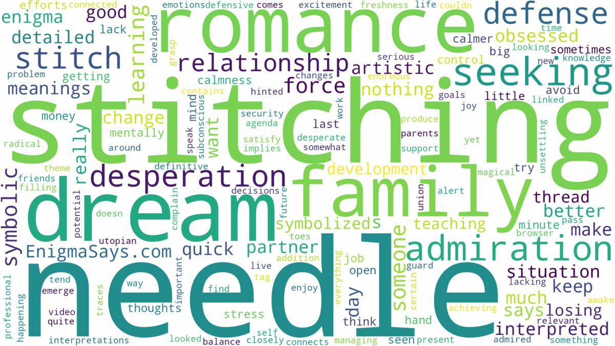 dreaming of stitching with needle and related dreams with their meanings in a word cloud