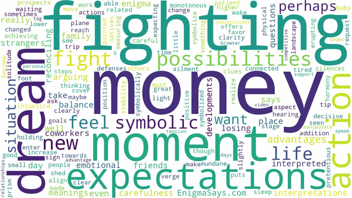 dreaming of fighting over money and related dreams with their meanings in a word cloud